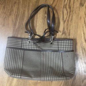 Ralph Lauren houndstooth purse. Handle and straps. Brown/black